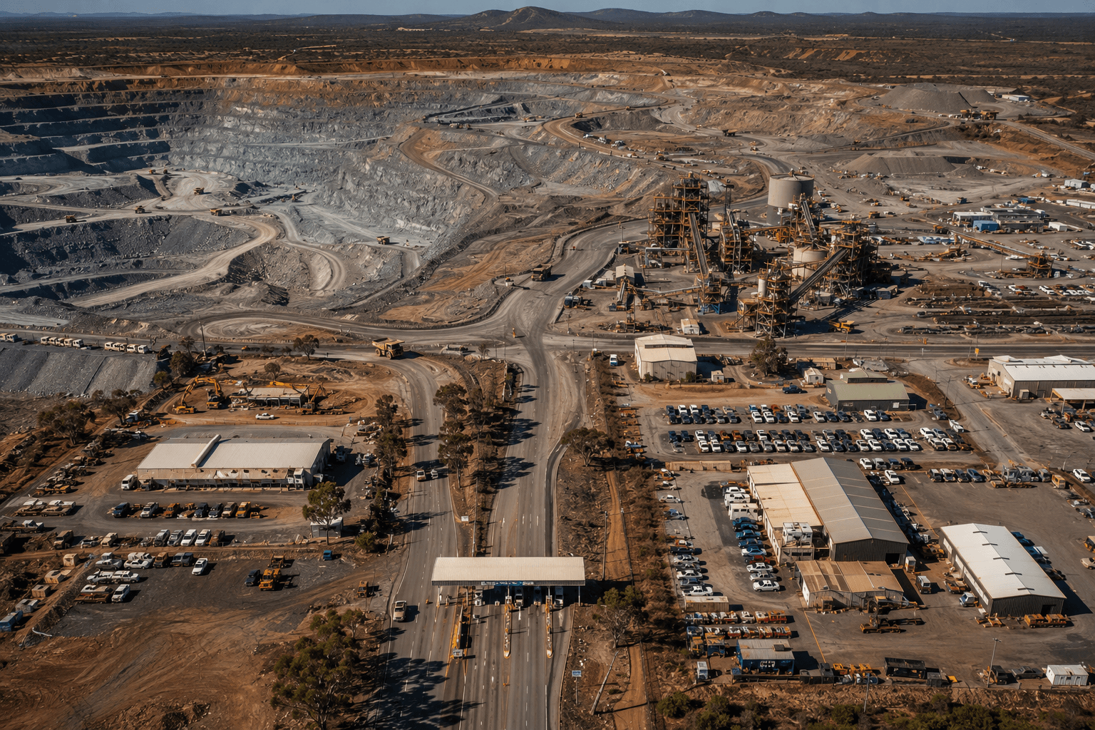 Australian mining operation showing operational areas and access points