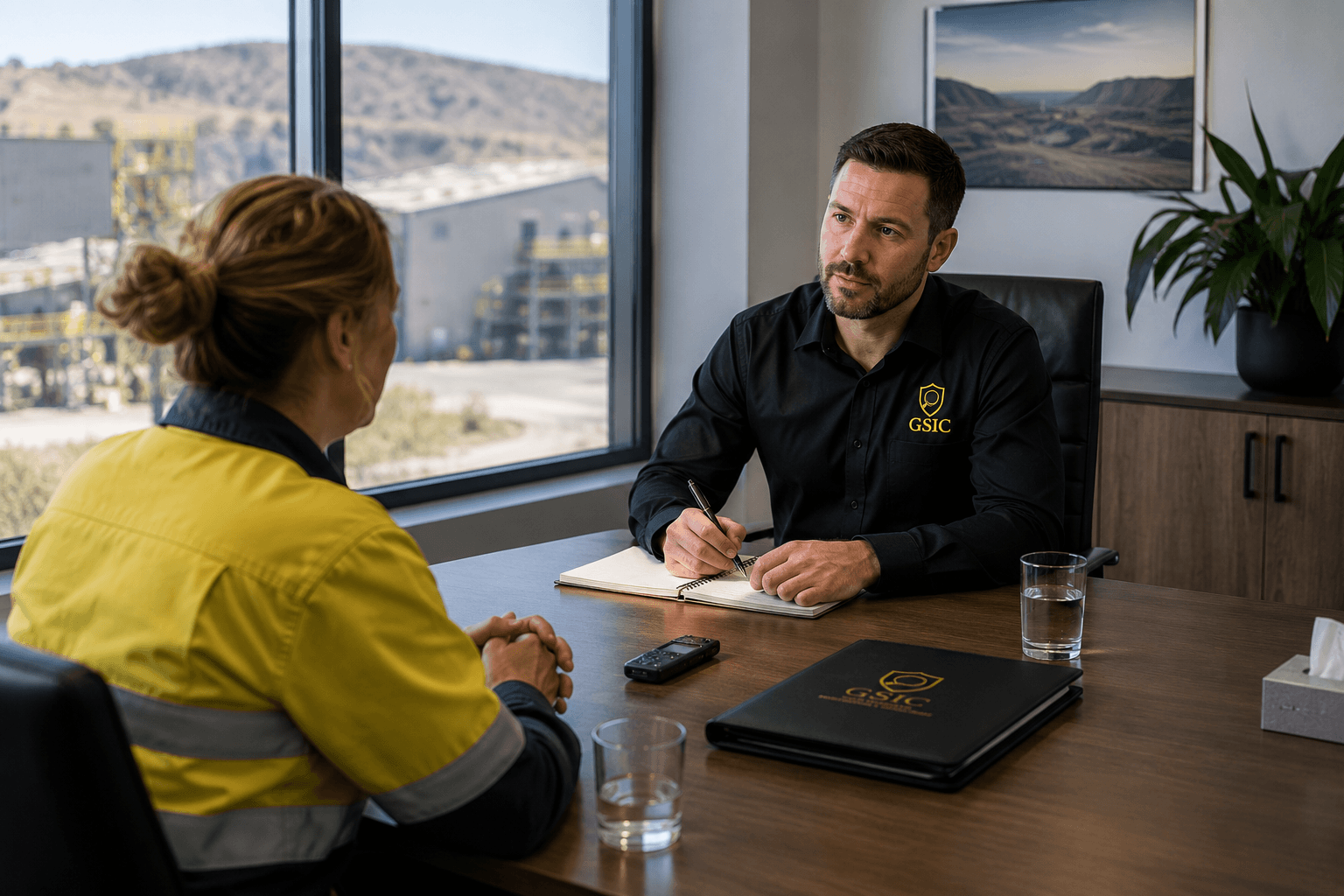 Independent workplace investigator conducting a calm and professional witness interview with procedural fairness at the centre of the process.